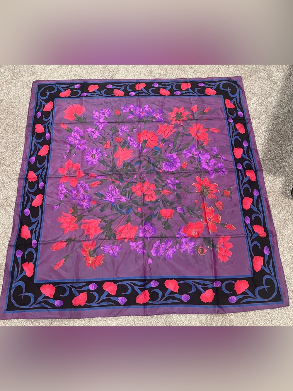 Vintage Floral Thai Silk Scarf